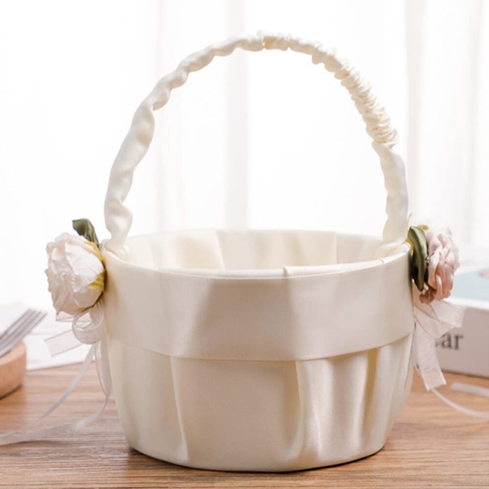 JYCRA Lot De 3 Paniers Fleurs Dentelle Blanche - Décoration Mariage élégante | Stockage Pétales