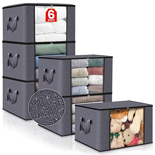 El mejor review de Ordenador de closet los preferidos por los clientes. 33 Bolsa de Almacenamiento de Ropa de Gran Capacidad 6PCS,Cajas Almacenaje Ropa con Asa Reforzada,Tela Actualizada y Ventana Visible,Bolsa para Guardar Edredones,Cajas organizadores...