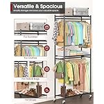 Clothes Rack - 33.0" x 12.2" x 79.5" Clothing Rack with Shelves & Wheels, Multi-Functional Wardrobe Closet with Hooks, Sturdy Metal Garment Rack for Bedroom, Laundry, Balcony (Black) - Image 5