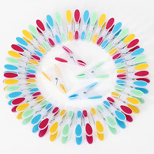 Vinsani Panier à pinces à linge en plastique 48 pièces Multicolore - Forte adhérence et coupe-vent, pinces à linge antidérapantes de qualité pour la maison et le jardin Cover