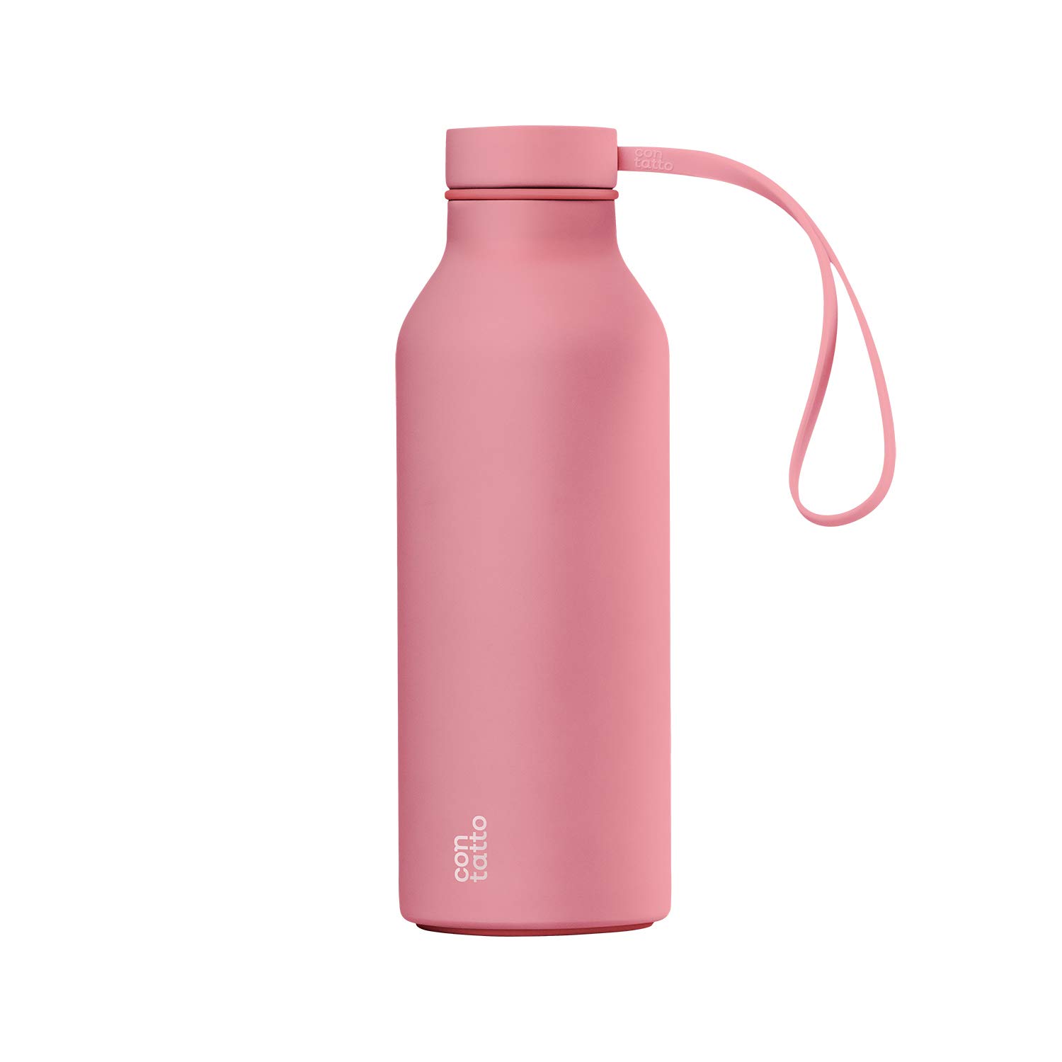 con-tatto Bottle Bottiglia termica con 3 Pareti in Acciaio e Rame - Bevande fredde per 25 ore e calde per 15 ore - Fascia e Tappo Sport Lid inclusi! (Bubble Gum)