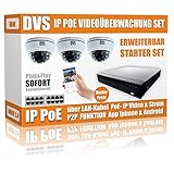  IP HD Videoüberwachung Set mit 3 IP Dome Kameras und NVR inkl. Software - ohne Festplatte