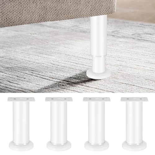 4 x Möbelfüße Höhenverstellbare Füße für Möbelfüße weiß, 12-18 cm Möbelbeine, Schrankfüße Schrankfüsse für Schränke Kommoden Sofa Tisch Bett Füße, Schrank Füße für Couchfüße Bettfüße Sofafüße