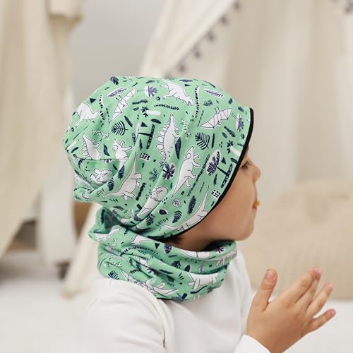 Gorro y bufanda para niños de algodón elástico para evitar resfriados en invierno 4