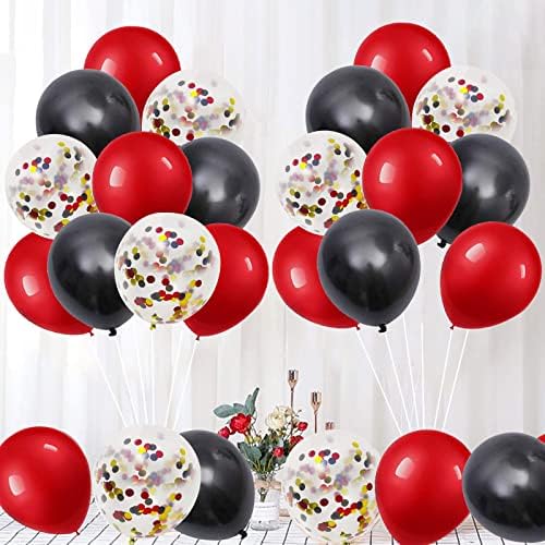Balloons Black Silver, 30pcs 12 Inches Metallic Silver Black White Birthday Party Balloons Decorations Set with Confetti Balloons, Helium Latex Balloons for Wedding Baby Shower Graduation Celebration