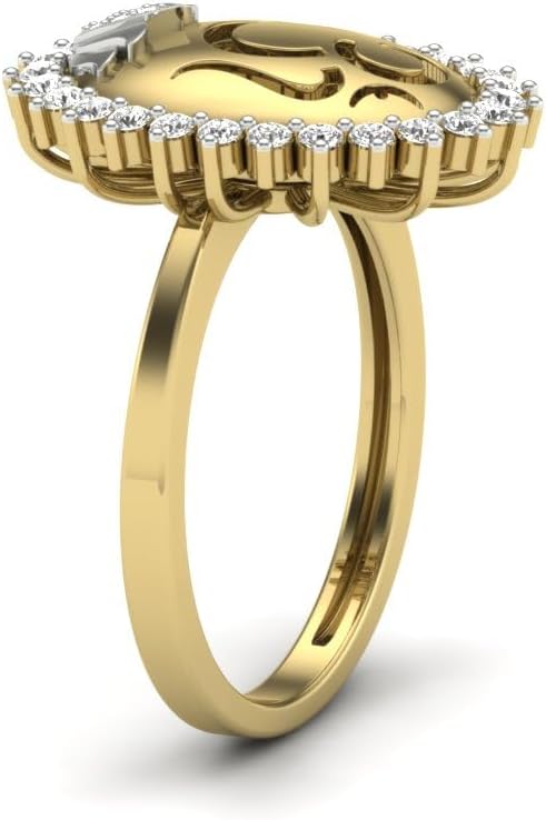 14K Yellow Gold-Plated Sterling Silver Ring with Lord Shiva and Om Symbol