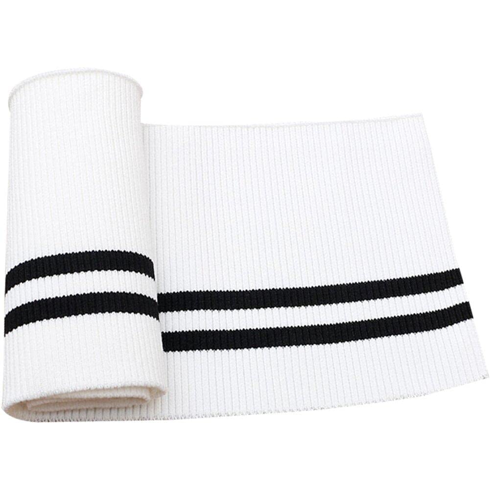 Ericetion White Rib Knit Fabric For Baseball Cuffs - Stretch Ribbed Neckline & Striped Cuffs Material For Diy Sewing Crafts