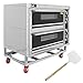 Four à Pizza Professionnel en Acier Inoxydable, Four Pâtissier Electrique à 2 Etages, Soles en Pierre Réfractaire, Plateaux de cuisson et Pelle à Pizza Offerts