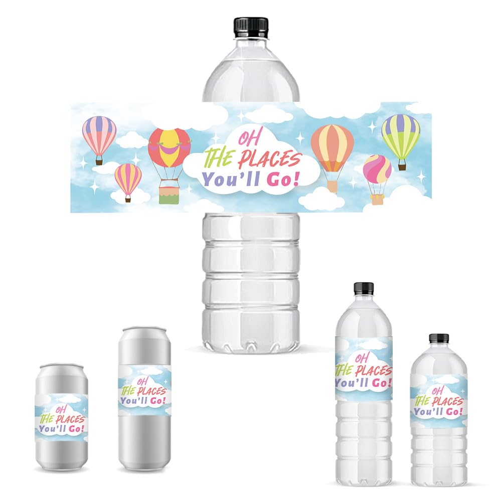 PH PandaHall 30 etiquetas impermeables para botellas de agua 21,6 x 6,4 cm "The Places You'll Go"