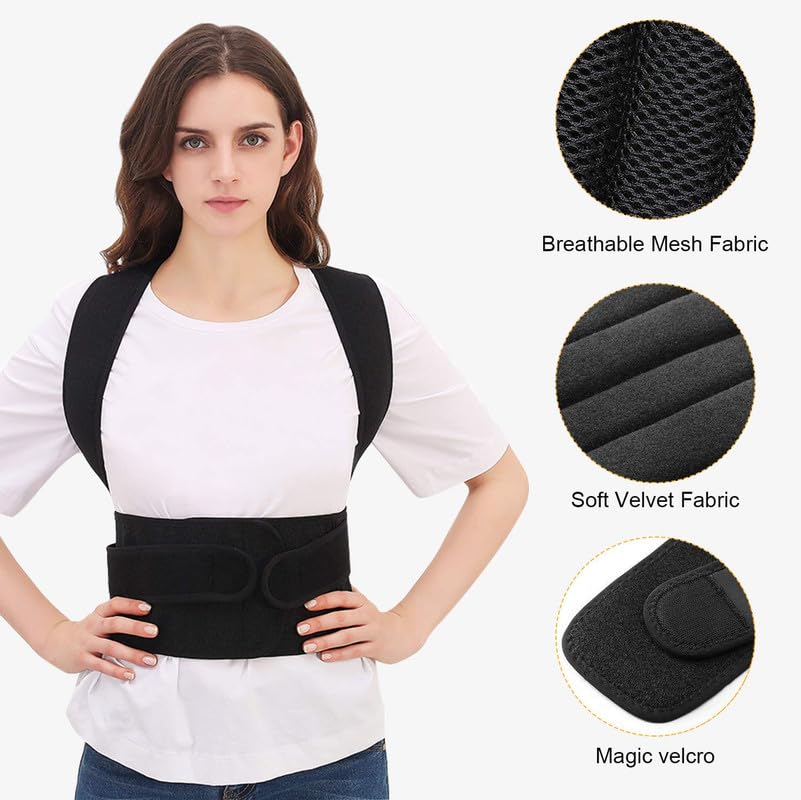 Gra8 Upgraded Posture Corrector Back Brace for Men and Women, New Version Lumbar Support for Posture Improving and Pain Relief, Full Back Support for Neck, Shoulder, Waist Pain(1pcs)
