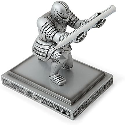 fgghfgrtgtg Resin Knight-Kneeling Pen Holder Desktop School Office Student Gift Pencil Stand and Metal Pen