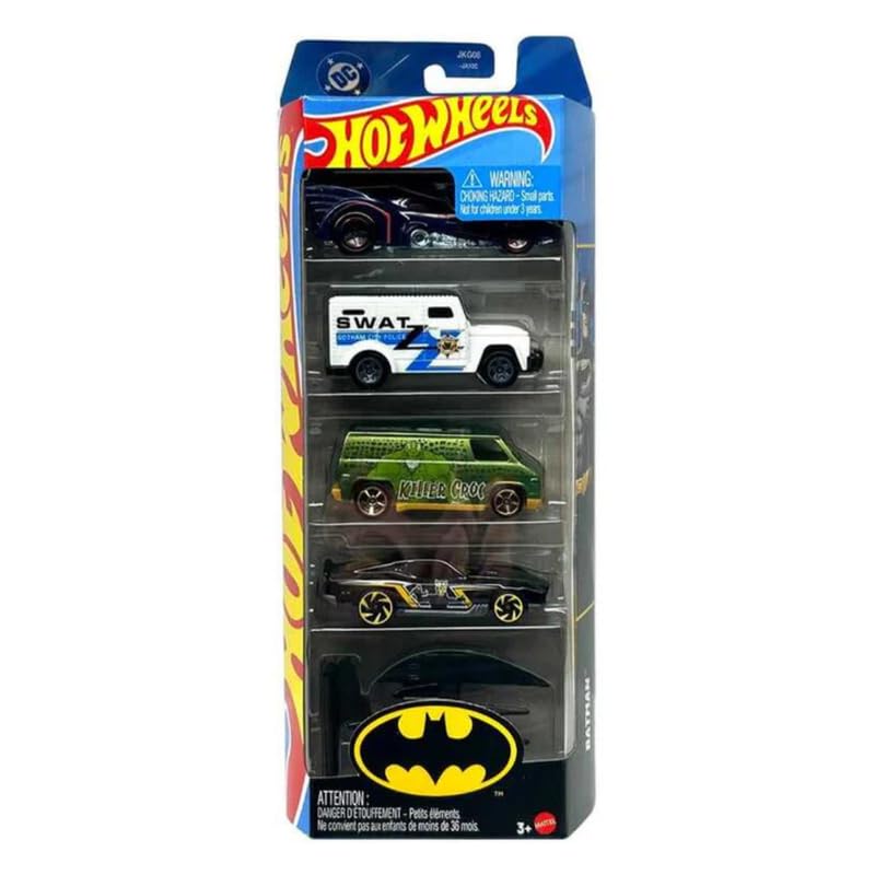 Hot Wheels Car 2026 Batman Pack of 5 (Batmobile, Batplane, BLVD Bruiser, 70s Van/Fourgonnette, Armored Truck) Multi - Color-image-33