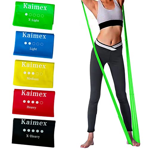 Kaimex-Resistance-Bands-Exercise-Bands-Workout-Bands-Elastic-Bands-Stretch-Bands-Physical-Therapy-Tension-Bands-Fitness-for-Women-Working-Out-Yoga-5-Pack