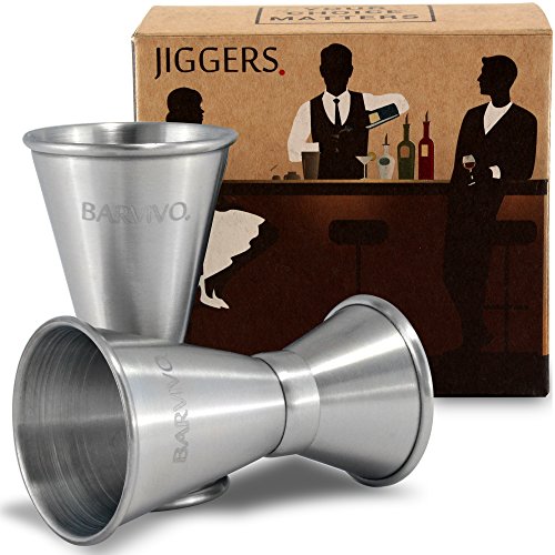 Juego de dos jiggers de Barvivo - Perfecto para medir el licor de tus cóckteles con confianza como un barman profesional - 15/30ml Cover