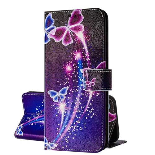 SEHEYA Coque Rabat pour Samsung Galaxy A41 Etui Portefeuille en Cuir PU à Motifs Housse de Protection Magnétique Folio Case, Papillon Galaxie