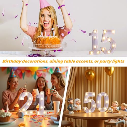 Image of LED Light Up Numbers, Marquee Number Sign for 40th Birthday Decor(40) | Battery Powered LED Lighted Numbers, Marquee Light Up Sign for Birthday Party Centerpieces Home Wall Decor Night Light