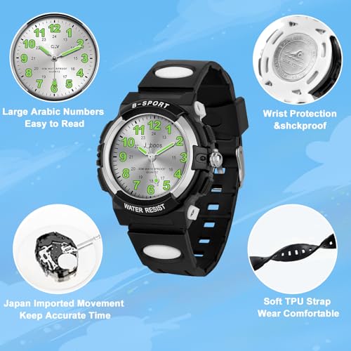 Image of CKV Kids Watch for Boys Girls Ages 5-12, Waterproof Time Teacher Easy to Read Analog Sport Outdoor Children Watches with Soft Band for Kids
