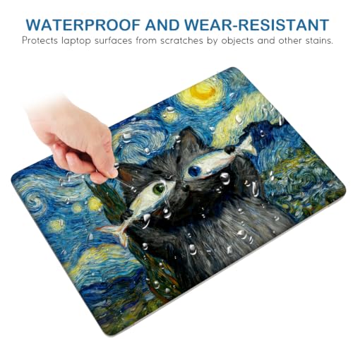 Image of DINKY Laptop Skin Sticker Decal 15.6 inch 15.4 inch 12 inch 13 inch 13.3 inch 14 inch 15 inch Laptop Universal Vinyl Skin Stickers Cover Art Decal Notebook PC Personalized Protector, Blue Starry Sky Cat Fish