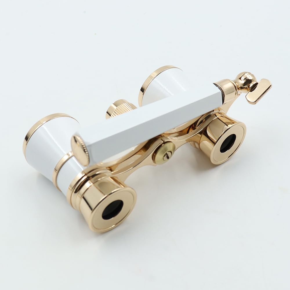 Télescope binoculaire Opera, 3 x 25 Lunettes d'opéra avec poignée, Jumelles télescope Portable Cadeau pour Homme, Femme (Blanc)