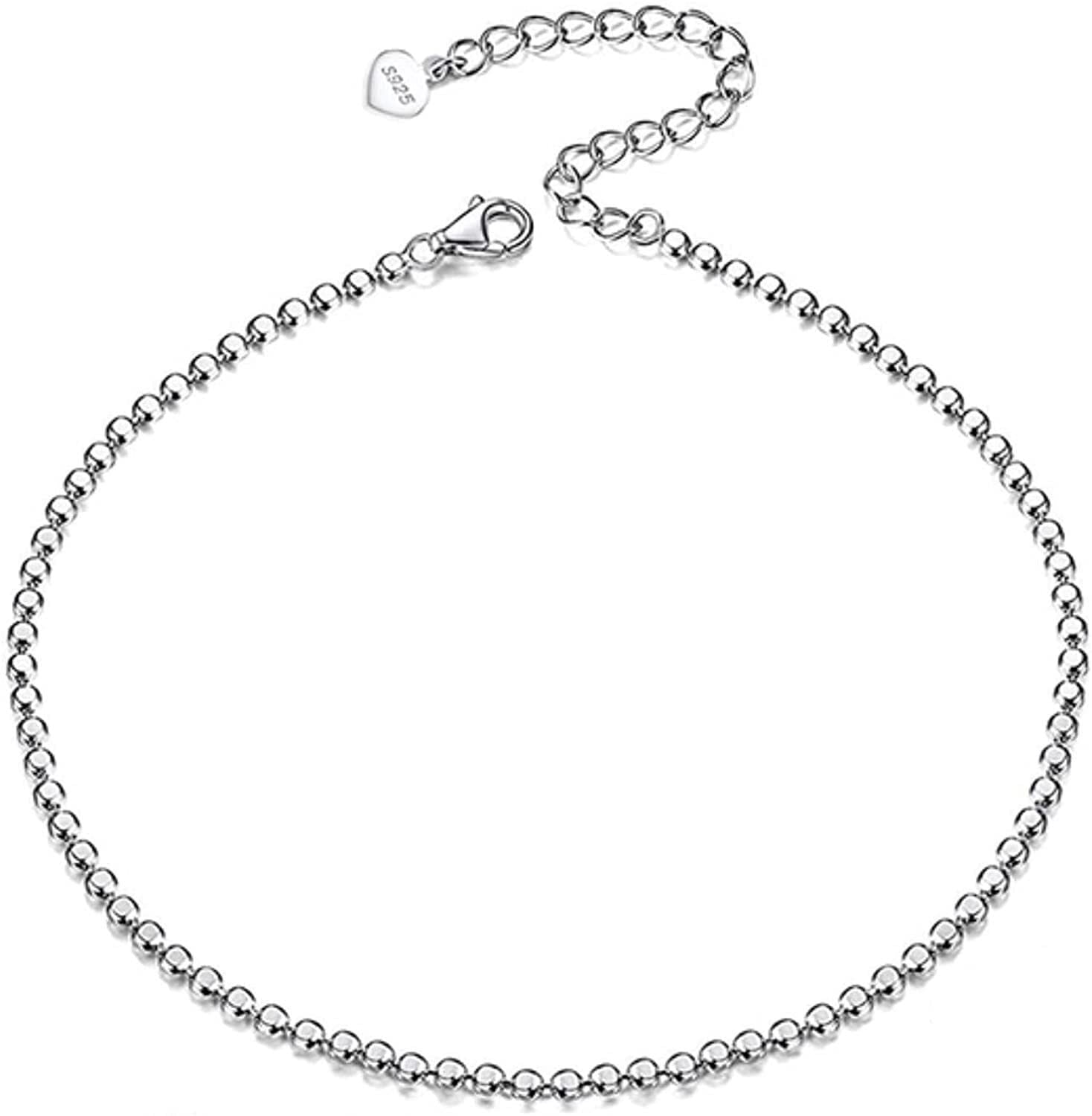 RWRAPS Cavigliera a catena piatta in argento sterling 925 da donna, moda estiva, da spiaggia, per ragazze