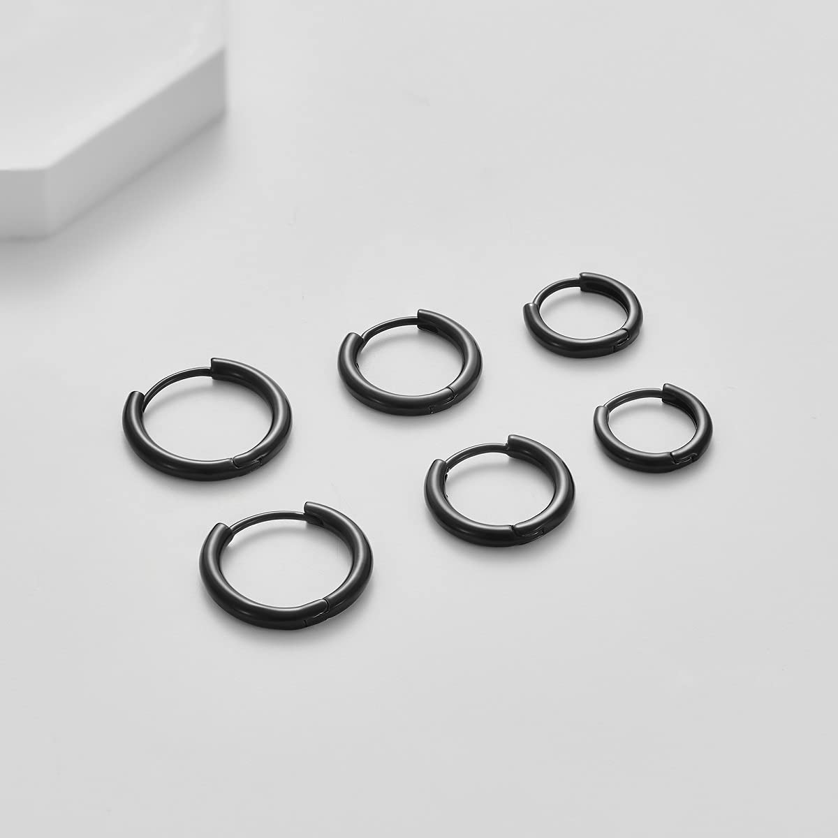 3 pares de aretes de aro chapados en oro de 14 quilates para mujer, aretes de aro minimalistas chapados en oro, arracadas, 3 tamaños, para hombres o mujeres, para regalo, de color oro, plata, oro rosa o negro, ágata 2