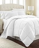 Queen Comforter Set (White, Queen) Duvet Insert Grey- Down Alternative Comforter, Hypoallergenic, Plush Siliconized Fiberfill, Box Stitched, Protects Against Dust (Full/Queen 88-by-88 inch,White)