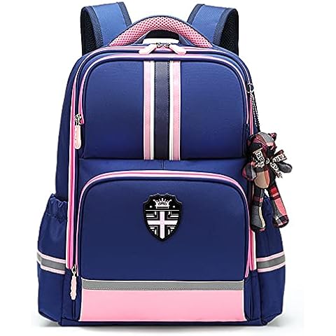 Uniuooi Primary School Backpack Book Bag Boys Girls 5-7 Years Old Waterproof Nylon Satchel Kids Travel Rucksack Small Pink Cover