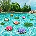 QUOZUO 22 Pack Artificial Floating Foam Lotus Flowers with Artificial Frog Lotus Leaves, Lily Pads for Lake, Pond Plants Ornaments for Pool Water Decoration, Colorful
