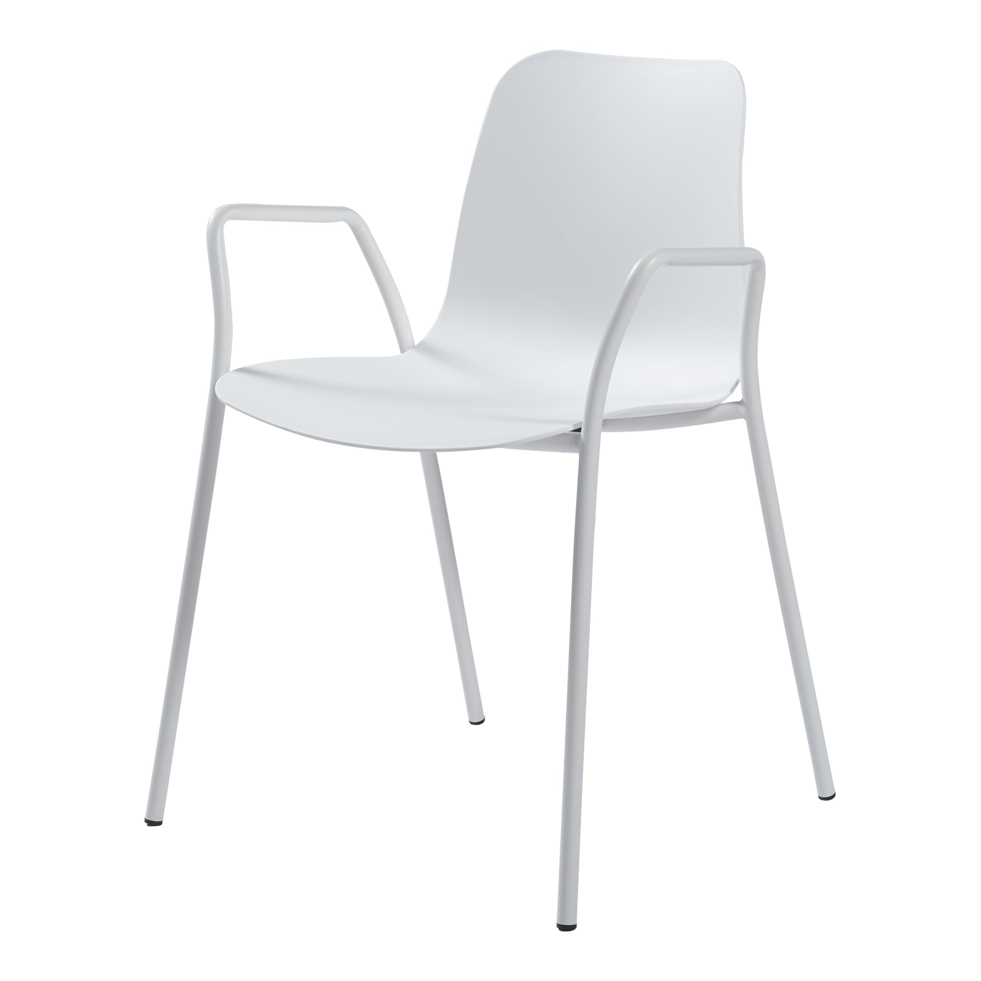 [en.casa] Silla de Comedor con Reposabrazos y 4 Patas máx. 130 kg Silla de Cocina Salón Plástico y Metal 80 x 58 x 52 cm - Blanco