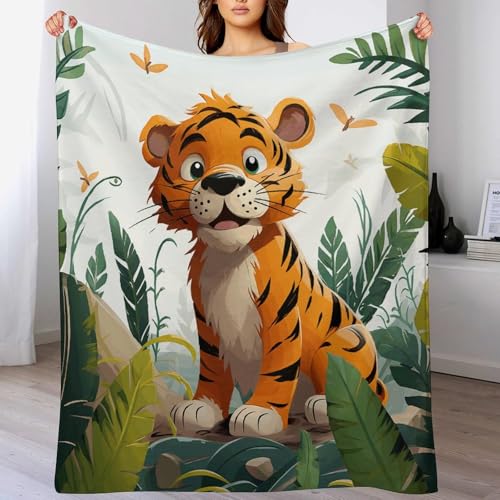 Couverture flanelle moelleuse et confortable version verticale tigre - 5