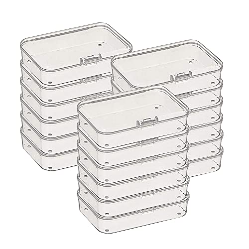 GUUZI 18pcs Rectangular Transparente Mini Caja de Almacenamiento de Cuentas de Plástico Contenedores con Tapa,Tamaño Exterior: 6,8 cm x 5,2 cm x 1,2 cm, Tamaño Interior: 6,5 cm x 4,9 cm x 1 cm