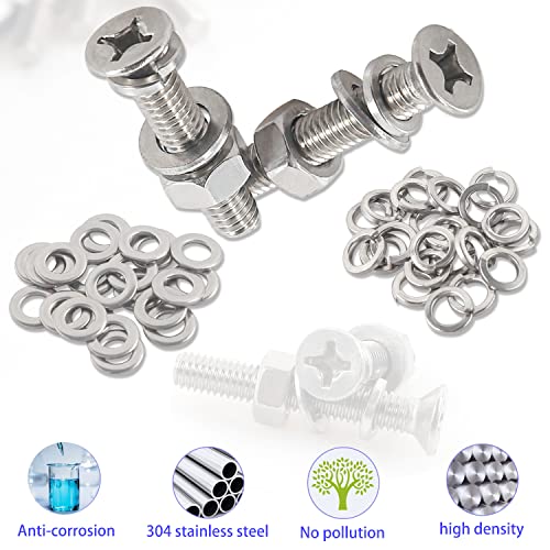 newlng 680pcs countersunk head screws with nose screw set M3 M4 M5 M6 screw and nut washers 304 stainless steel cross countersunk head screw machine screws for DIY repair fixing accessories - Image 4