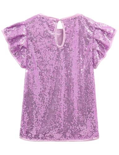 Image of Noomelfish Girls Short Sleeve Sequin Shirts Party Glitter Sparkly Tops Blouse (5-12 Years)