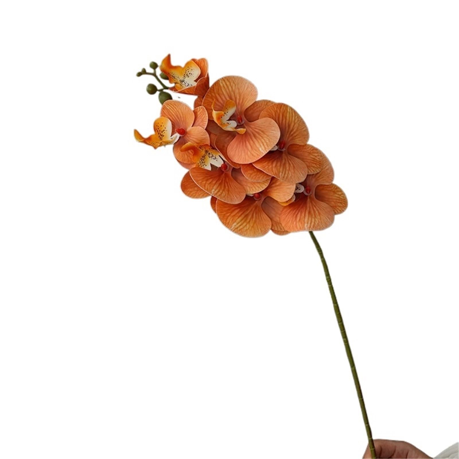 LuoAXINN Artificial Flower Branches 1PC Simulation Flower Texture Orchid Fake Ornament Table Decoration(Orange)