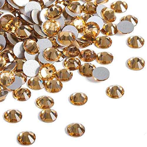 Image of Beadsland 576pcs Flat Back Crystal Rhinestones Round Gems for Nail Art and Craft Glue Fix, Lt Colorado Topaz, SS30,6.3-6.5mm
