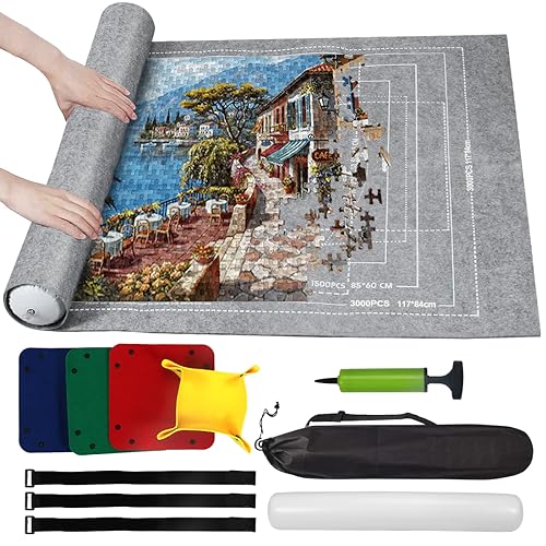 Tapete Puzzle 3000 Piezas, Gris Guarda Puzzle, Puzzle Roll Mat, Accesorios para Puzzles, Base Puzzle, Fieltro Tapiz Puzzle, Estera de Rompecabezas Portátil, Puzzle Alfombrilla