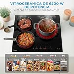 MIDEA Placa Vitroceramica 3 fuegos 6200 W – Vitroceramica Integrada con Panel de control tactil, Indicador de Luz, Temporizador, Child lock y Protección por Sobrecalentamiento