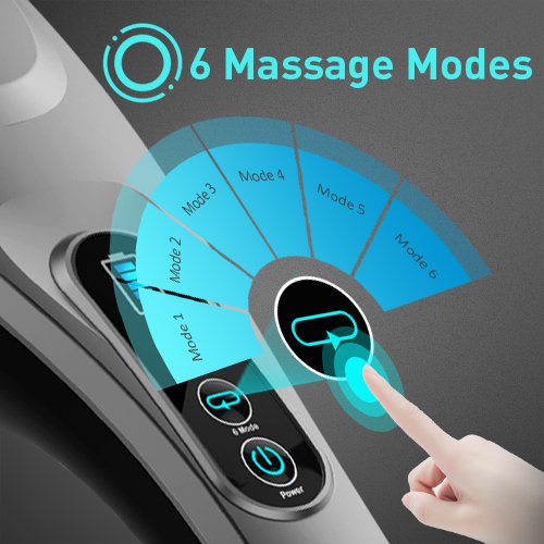 Handheld Percussion Massager - 6 Interchangeable Nodes, 6 Speeds & 6 Modes, Portable Cordless Electric Deep Tissue Massage for Muscle Back Neck Shoulder Foot Leg Body Pain Relief, Car Home & Office