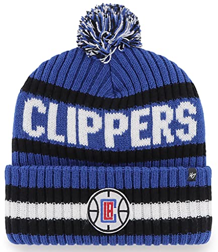 47 NBA Unisex-Adult Primary Logo Bering Cuffed Knit Pom Beanie Hat (Los Angeles Clippers Blue)