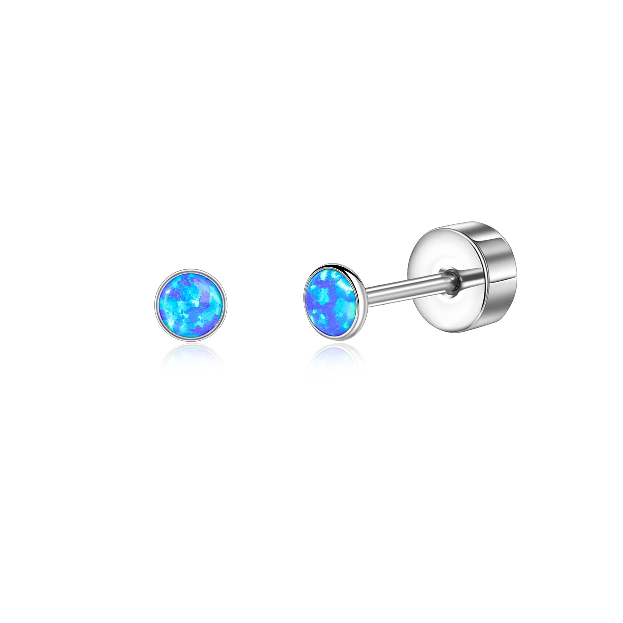 Titan Ohrringe Hypoallergen Damen Herren Mädchen G23 Titan Ohrstecker mit Schraubverschluss Kleine Zirkonia Ohrstecker 3mm 4mm 5mm