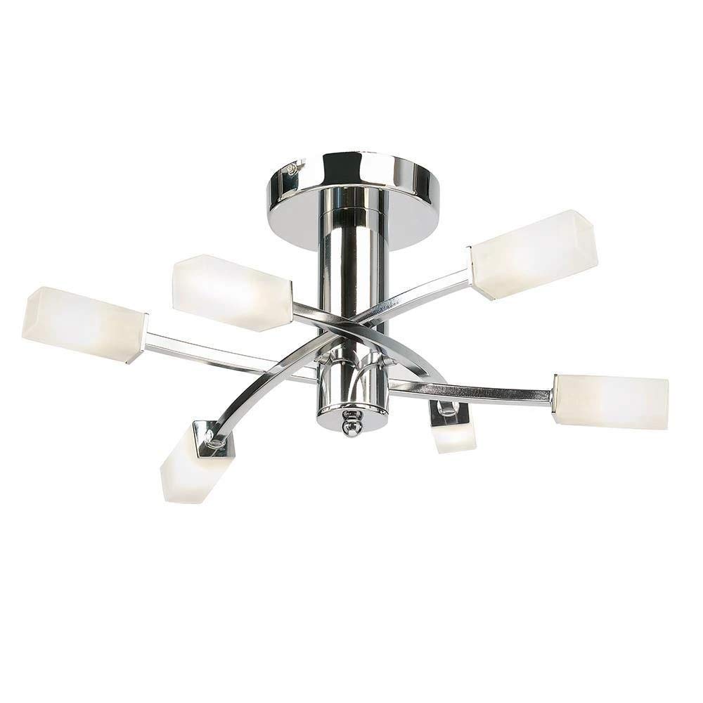 Endon Chrome Havana & Frosted Glass G9 Semi Flush Dimmable 6 Lamp Ceiling Light