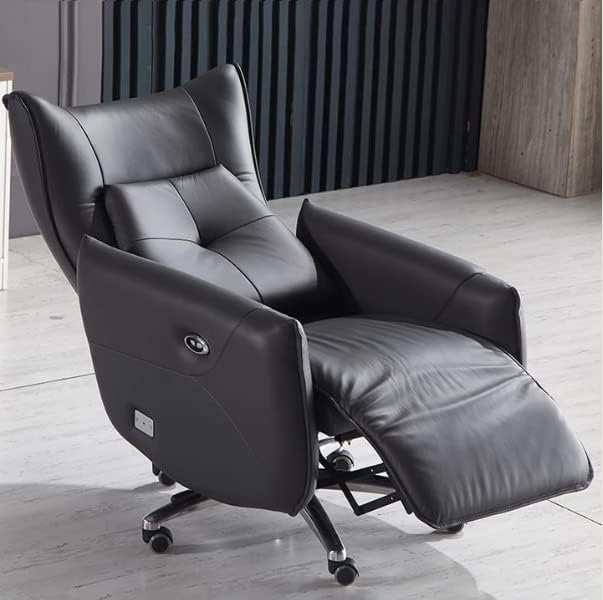 Miniatura 5 de Kinnls Elijah - Silla reclinable eléctrica de piel ejecutiva para oficina en casa con cojín reposapiés retráctil respaldo ajustable piel de vacuno
