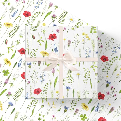 FYSUIMU 60 hojas de papel de seda de flores silvestres, hojas de flores de acuarela, papel de regalo floral, manualidades, para primavera, boda, cumpleaños, baby shower, 13.8 x 19.7 pulgadas