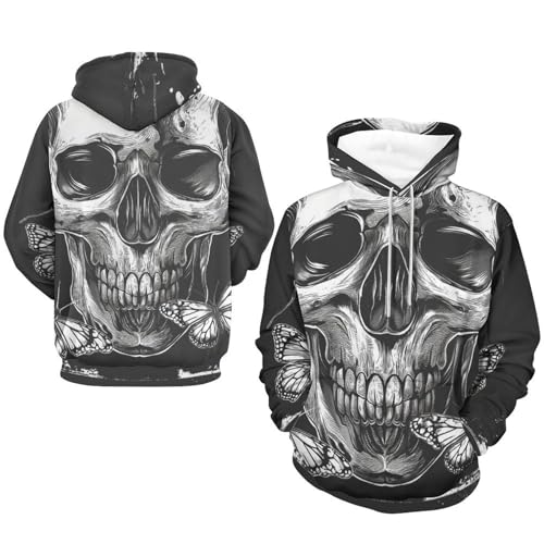Sweat à capuche papillon squelette en taille S contre le froid