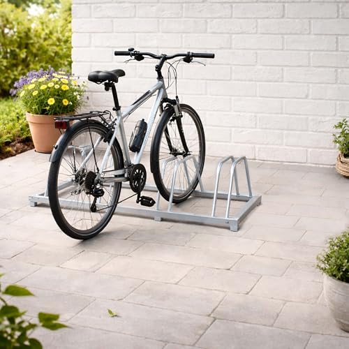 Wiltec Fahrradständer für 4 Fahrräder 124x39,5x19,5cm aus verzinktem Stahl und für Wandmontage geeignet Reihenparker Fahrradbügel