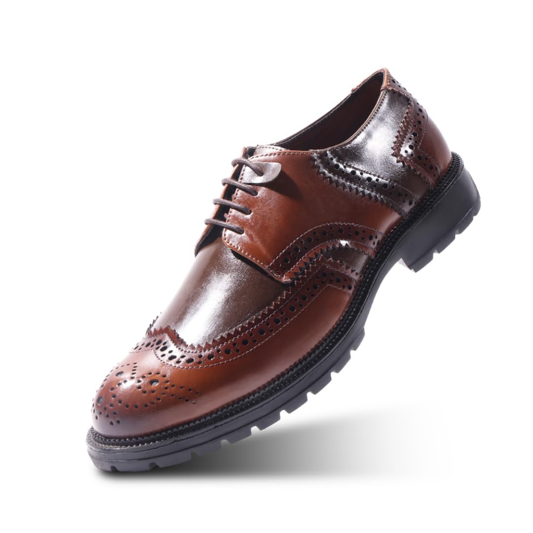 Atelier 1900 Wingtip Tricolor Brogue Lace-Ups – Burgundy, Black & Brown-image-19