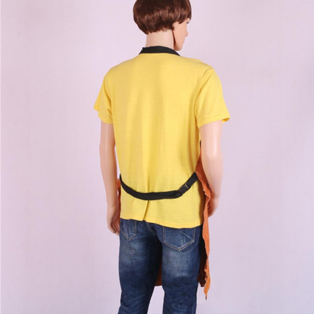 Tablier de soudage en cuir, 70 x 100 cm, taille unique, jaune, résistant à la chaleur, tablier de travail du cuir avec sangles réglables et nuckle à dégagement rapide pour homme et femme