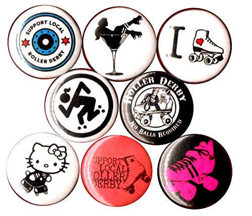 Roller Derby 8 New 1" inch (25mm) Button pin Badge Support Local Heart Love Girl riot Grrrl