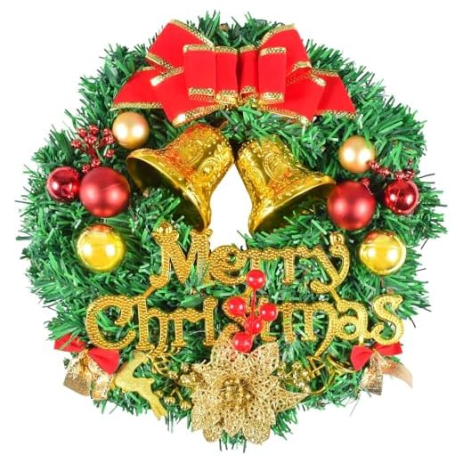 30CM Couronne de Noël, Guirlande de Noël Artificielle, Guirlande de Noël à Suspendre, pour Porte D'entrée, Cheminée et Décoration Murale Porte Décoration de Guirlande