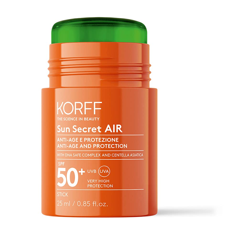 Korff Sun Secret Air Stick SPF30, textura ligera, protección alta UVB y UVA, hidratante y antiedad, resistente al agua, 50 ml